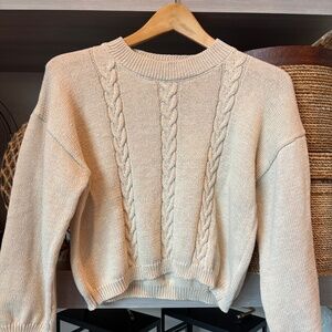 Cream cable stitch pull over sweater